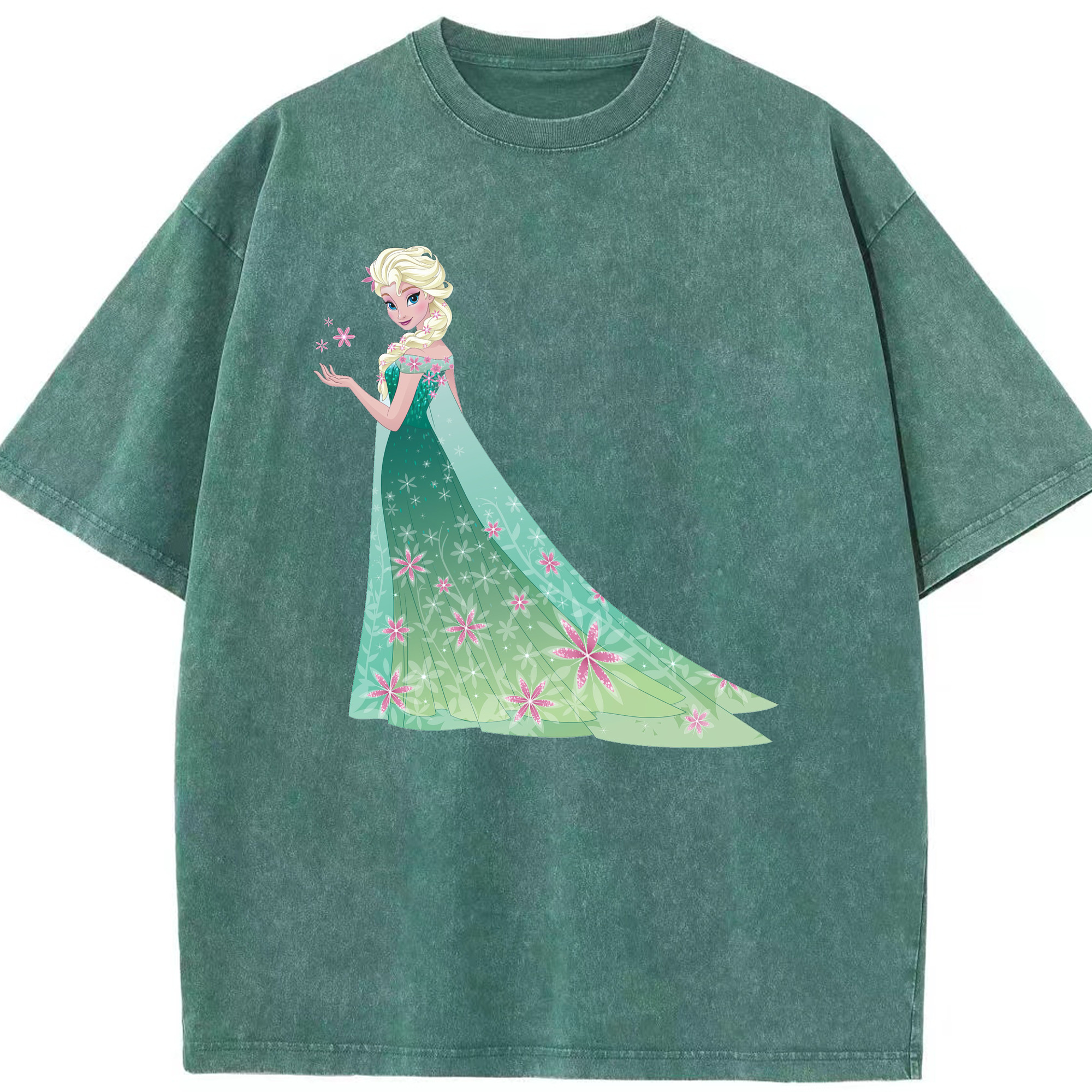 （画像用） アナと雪の女王 アンナ エルサ Frozen Anna Elsa 綿100% ヴィンテージ風 半袖Tシャツ（フロントプリント）